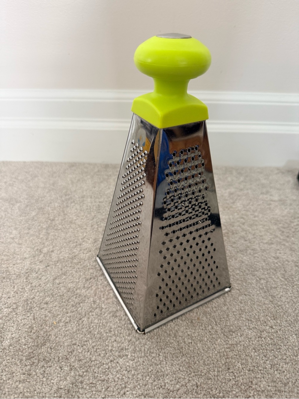 Stainless Steel Box Grater with Lime Green Handle